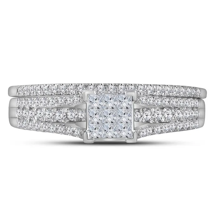 Rings 14k White Gold Princess Diamond Bridal Wedding Ring Set 12 Cttw gndatlanta Rings 14k White Gold Princess Diamond Bridal Wedding Ring Set 12 Cttw gndatlanta