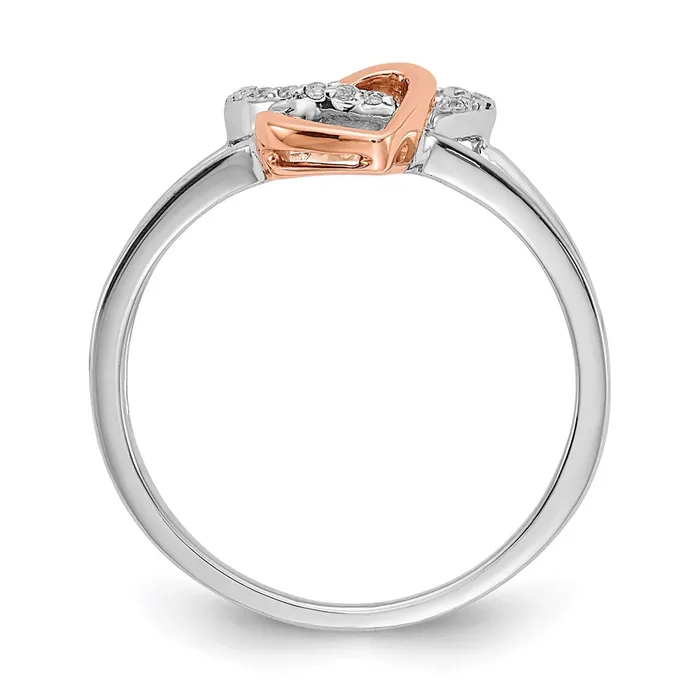 Rings 14k WhiteRose Gold Real Diamond Double Heart Ring Goldiacom
