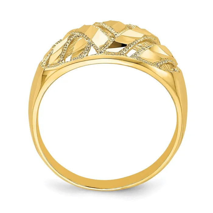 Rings 14K Yellow Gold Diamondcut Striped CutOut Dome Ring Goldia