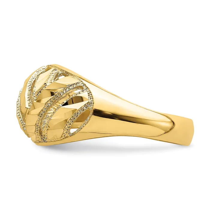 Rings 14K Yellow Gold Diamondcut Striped CutOut Dome Ring Goldia