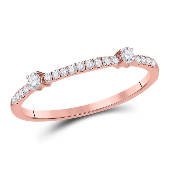 Rings gndatlanta 10k Rose Gold Round Diamond Single Row Stackable Band Ring 16 Cttw Rings gndatlanta 10k Rose Gold Round Diamond Single Row Stackable Band Ring 16 Cttw