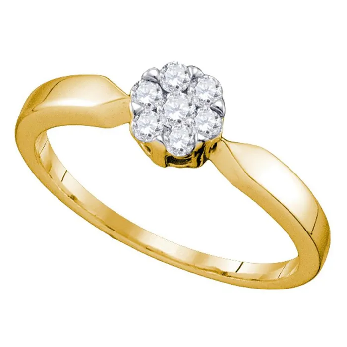 Rings gndatlanta 10k Yellow Gold Flower Cluster Diamond Bridal Engagement Ring 14 Cttw Rings gndatlanta 10k Yellow Gold Flower Cluster Diamond Bridal Engagement Ring 14 Cttw