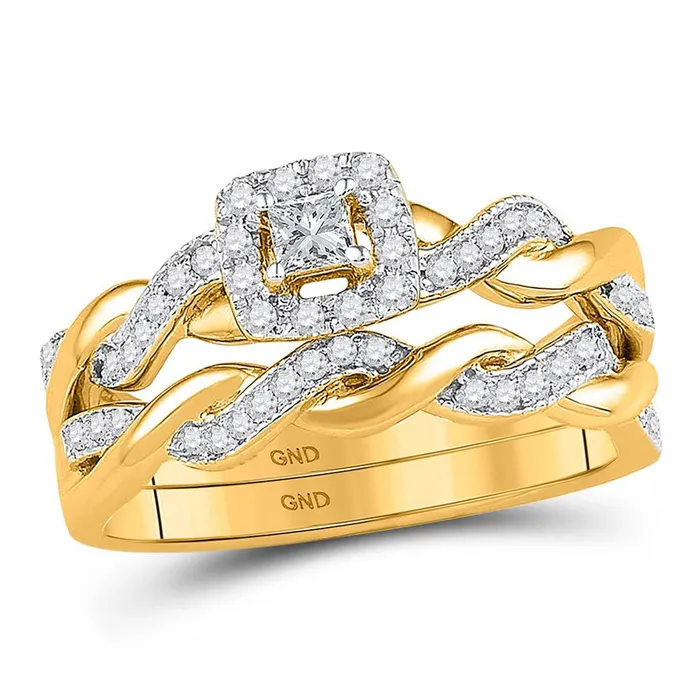 Rings gndatlanta 10k Yellow Gold Princess Diamond Bridal Wedding Ring Set 13 Cttw Rings gndatlanta 10k Yellow Gold Princess Diamond Bridal Wedding Ring Set 13 Cttw