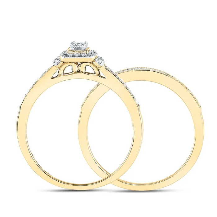 Rings gndatlanta 10k Yellow Gold Round Diamond Bridal Wedding Ring Set 13 Cttw