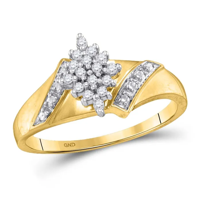 Rings gndatlanta 10k Yellow Gold Round Diamond Cluster Ring 110 Cttw