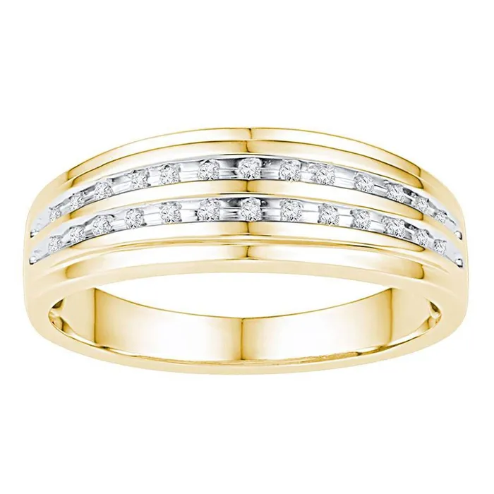 Rings gndatlanta 10k Yellow Gold Round Diamond Wedding Double Row Band Ring 110 Cttw