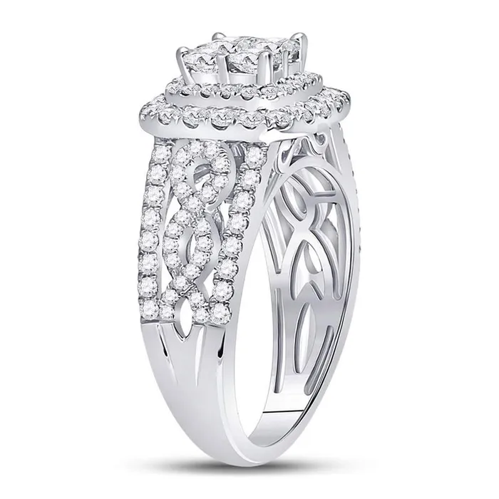 Rings gndatlanta 14k White Gold Princess Diamond Cluster Bridal Engagement Ring 112 Cttw