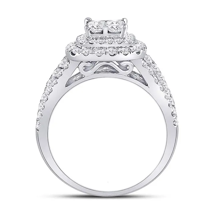 Rings gndatlanta 14k White Gold Princess Diamond Cluster Bridal Engagement Ring 112 Cttw