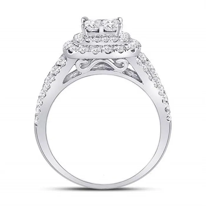 Rings gndatlanta 14k White Gold Princess Diamond Cluster Bridal Engagement Ring 112 Cttw