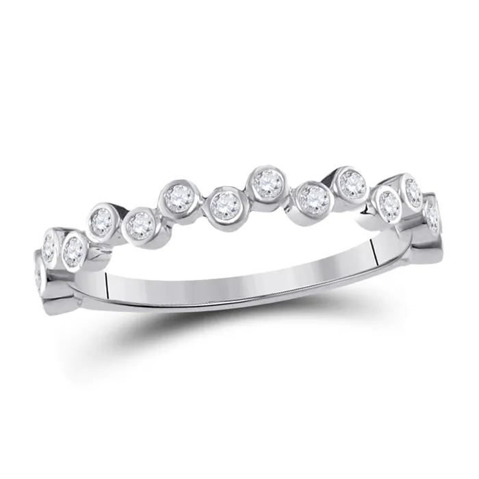Rings gndatlanta 14k White Gold Round Diamond Stackable Band Ring 14 Cttw Rings gndatlanta 14k White Gold Round Diamond Stackable Band Ring 14 Cttw
