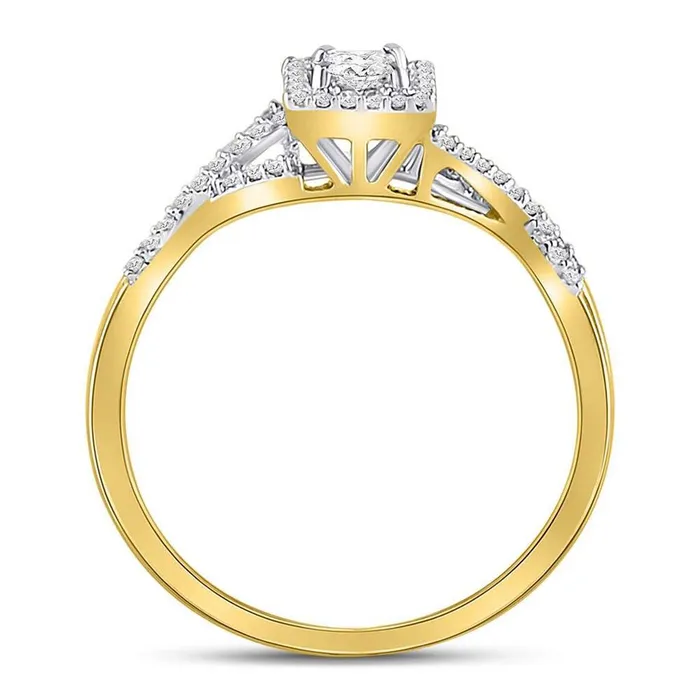 Rings gndatlanta 14k Yellow Gold Princess Diamond Bridal Wedding Ring Set 13 Cttw