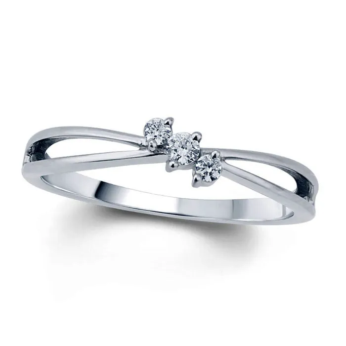 Rings Goldia 010 CT TW Natural Diamond Three Stone Slant Promise Ring in Solid 10K White Gold Rings Goldia 010 CT TW Natural Diamond Three Stone Slant Promise Ring in Solid 10K White Gold