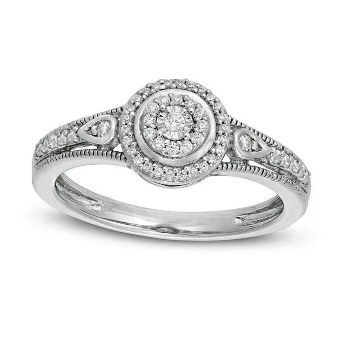 Rings Goldia 017 CT TW Composite Natural Diamond Antique VintageStyle Promise Ring in Sterling Silver Rings Goldia 017 CT TW Composite Natural Diamond Antique VintageStyle Promise Ring in Sterling Silver