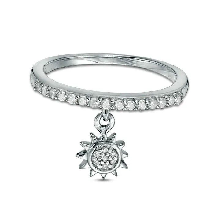 Rings Goldia 020 CT TW Natural Diamond Sun Charm Ring in Sterling Silver