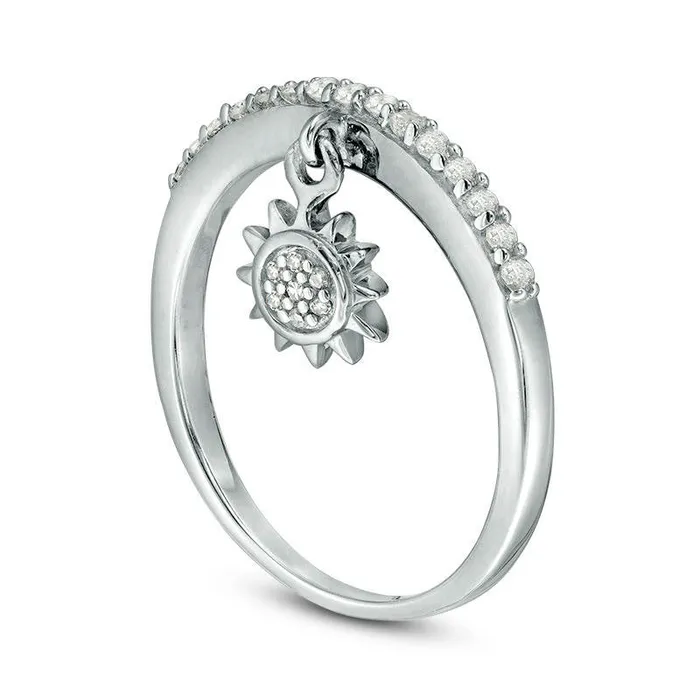 Rings Goldia 020 CT TW Natural Diamond Sun Charm Ring in Sterling Silver
