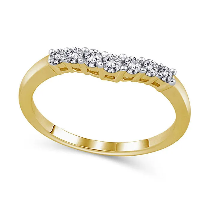 Rings Goldia 025 CT TW Natural Diamond Seven Stone Contour Wedding Band in Solid 14K Gold Rings Goldia 025 CT TW Natural Diamond Seven Stone Contour Wedding Band in Solid 14K Gold