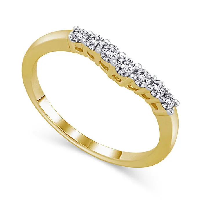 Rings Goldia 025 CT TW Natural Diamond Seven Stone Contour Wedding Band in Solid 14K Gold