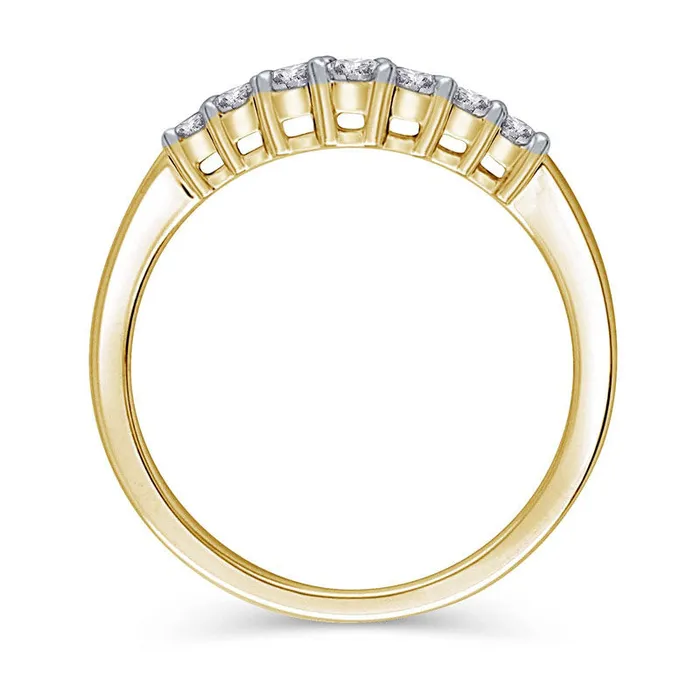 Rings Goldia 025 CT TW Natural Diamond Seven Stone Contour Wedding Band in Solid 14K Gold