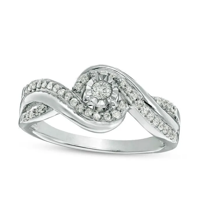 Rings Goldia 025 CT TW Natural Diamond Swirl Bypass Promise Ring in Sterling Silver Rings Goldia 025 CT TW Natural Diamond Swirl Bypass Promise Ring in Sterling Silver