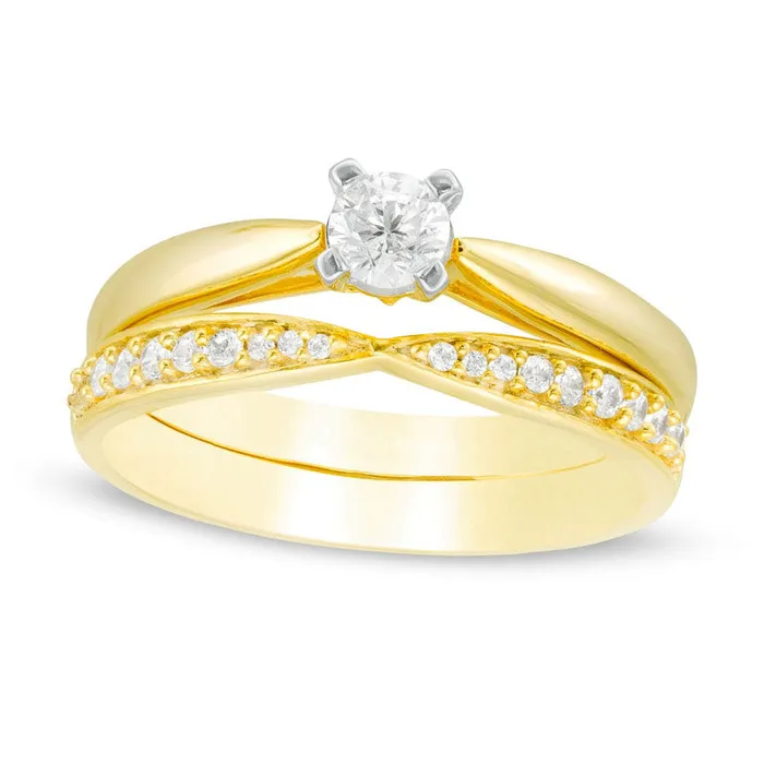 Rings Goldia 033 CT TW Natural Diamond Bridal Engagement Ring Set in Solid 10K Yellow Gold Rings Goldia 033 CT TW Natural Diamond Bridal Engagement Ring Set in Solid 10K Yellow Gold