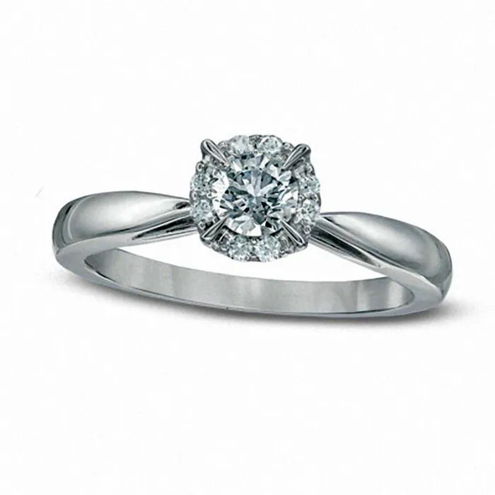 Rings Goldia 038 CT TW Natural Diamond Frame Engagement Ring in Solid 14K White Gold
