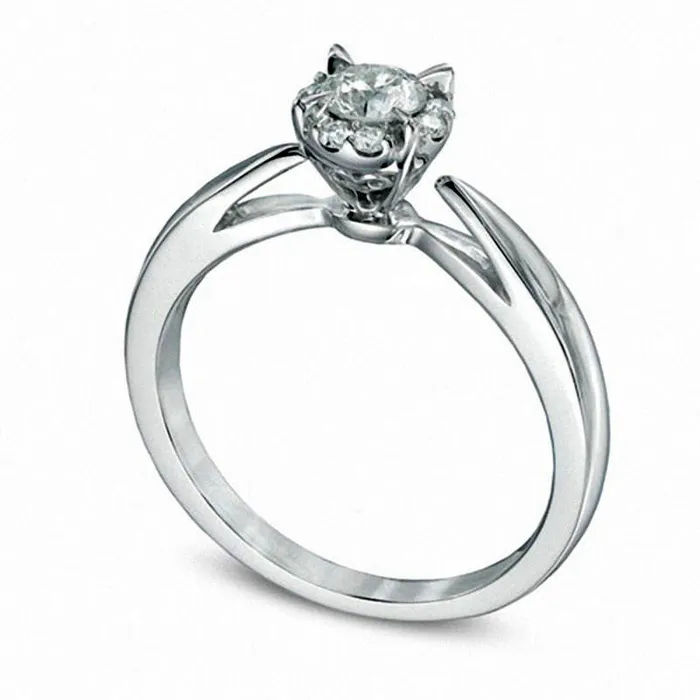 Rings Goldia 038 CT TW Natural Diamond Frame Engagement Ring in Solid 14K White Gold Rings Goldia 038 CT TW Natural Diamond Frame Engagement Ring in Solid 14K White Gold