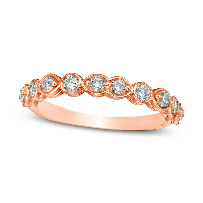 Rings Goldia 050 CT TW Natural Diamond Art Deco Alternating Wedding Band in Solid 10K Rose Gold Rings Goldia 050 CT TW Natural Diamond Art Deco Alternating Wedding Band in Solid 10K Rose Gold
