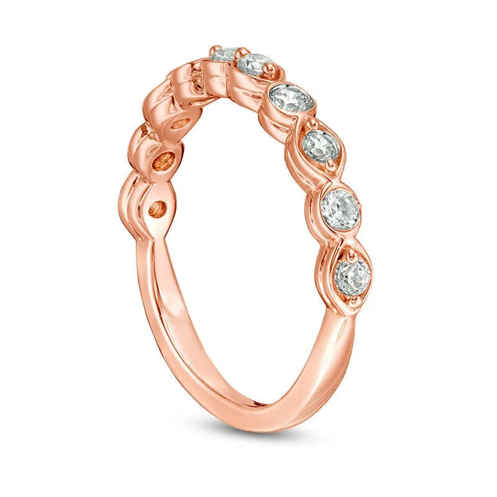 Rings Goldia 050 CT TW Natural Diamond Art Deco Alternating Wedding Band in Solid 10K Rose Gold Rings Goldia 050 CT TW Natural Diamond Art Deco Alternating Wedding Band in Solid 10K Rose Gold
