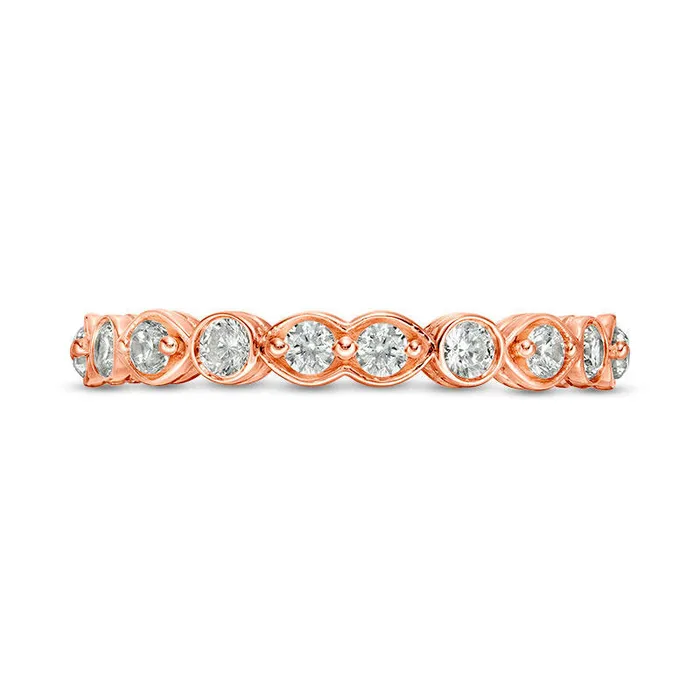 Rings Goldia 050 CT TW Natural Diamond Art Deco Alternating Wedding Band in Solid 10K Rose Gold Rings Goldia 050 CT TW Natural Diamond Art Deco Alternating Wedding Band in Solid 10K Rose Gold