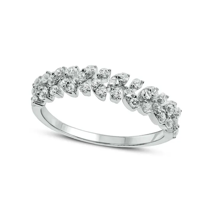Rings Goldia 050 CT TW Natural Diamond Leafy Vine Anniversary Ring in Solid 10K White Gold Rings Goldia 050 CT TW Natural Diamond Leafy Vine Anniversary Ring in Solid 10K White Gold