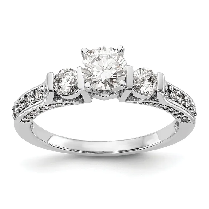 Rings Goldia 050ct CZ Solid Real 14K White Gold 3Stone Peg Set Engagement Ring