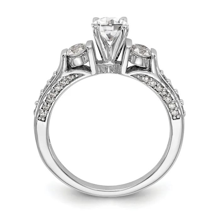 Rings Goldia 050ct CZ Solid Real 14K White Gold 3Stone Peg Set Engagement Ring