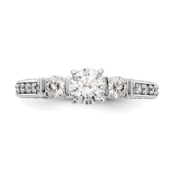 Rings Goldia 050ct CZ Solid Real 14K White Gold 3Stone Peg Set Engagement Ring