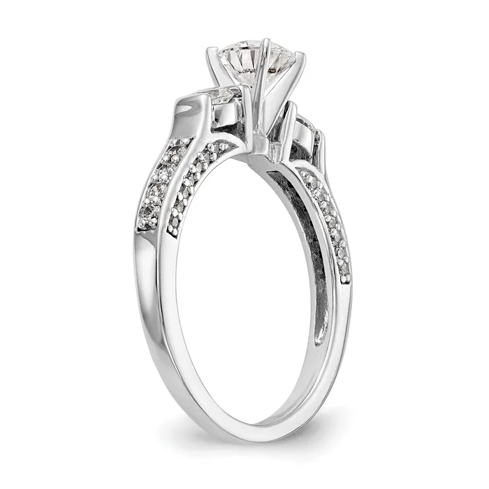 Rings Goldia 050ct CZ Solid Real 14K White Gold 3Stone Peg Set Engagement Ring