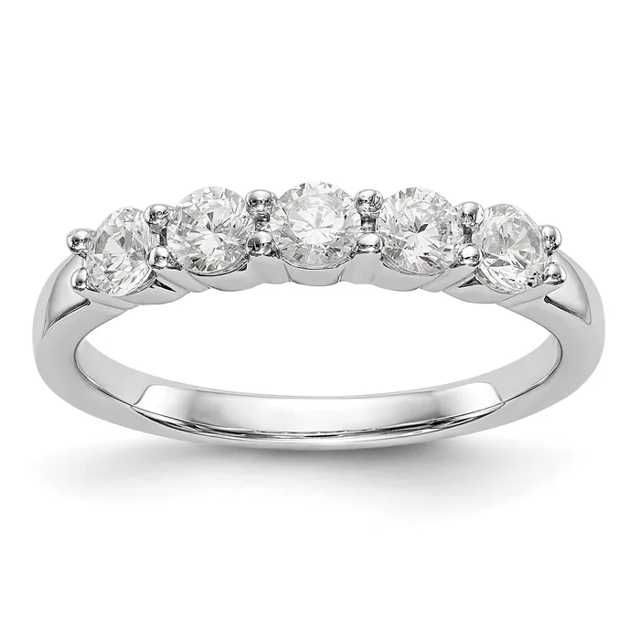 Rings Goldia 064ct CZ Solid Real 14K White Gold 5Stone Wedding Band Ring