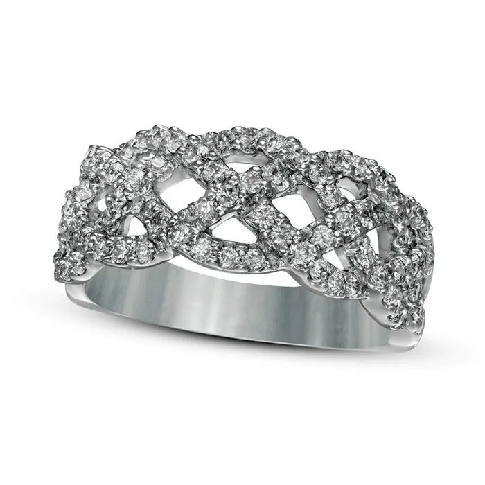 Rings Goldia 075 CT TW Natural Diamond Loose Braid Ring in Solid 10K White Gold Rings Goldia 075 CT TW Natural Diamond Loose Braid Ring in Solid 10K White Gold
