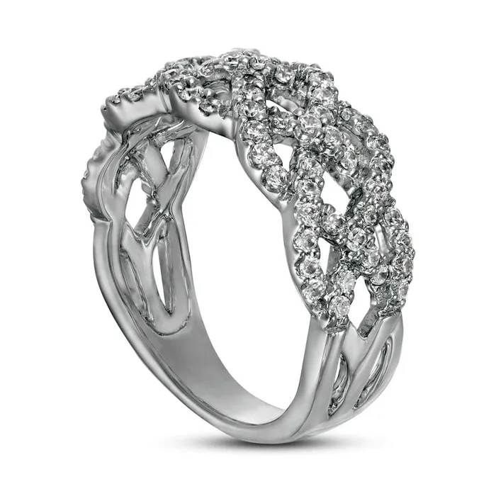 Rings Goldia 075 CT TW Natural Diamond Loose Braid Ring in Solid 10K White Gold Rings Goldia 075 CT TW Natural Diamond Loose Braid Ring in Solid 10K White Gold