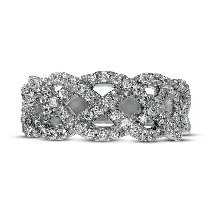 Rings Goldia 075 CT TW Natural Diamond Loose Braid Ring in Solid 10K White Gold Rings Goldia 075 CT TW Natural Diamond Loose Braid Ring in Solid 10K White Gold