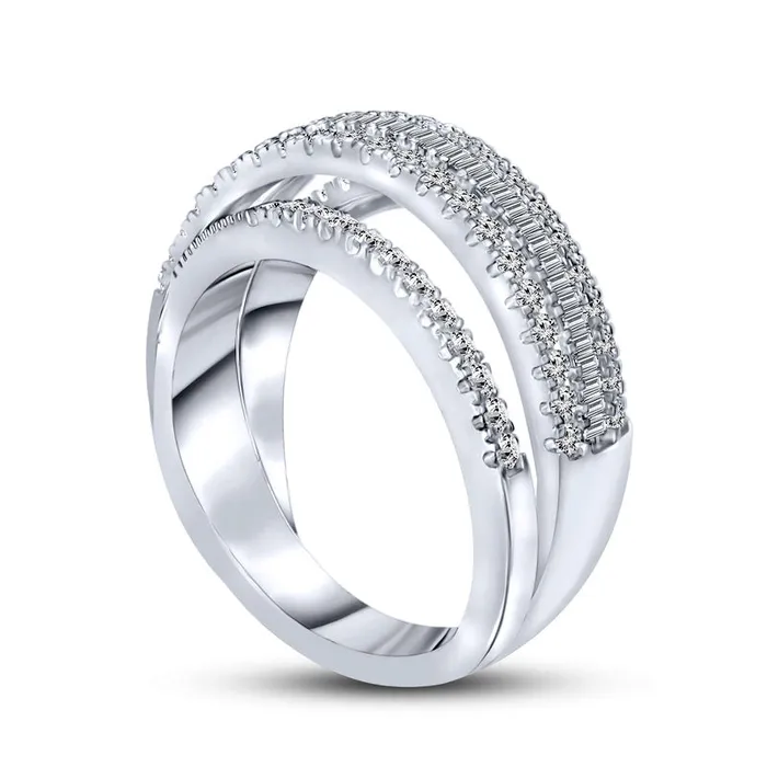 Rings Goldia 10 CT TW Baguette and Round Natural Diamond MultiRow Band in Solid 14K White Gold Rings Goldia 10 CT TW Baguette and Round Natural Diamond MultiRow Band in Solid 14K White Gold