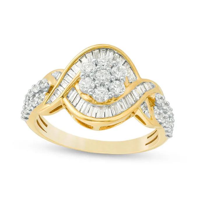 Rings Goldia 10 CT TW Composite Natural Diamond Bypass Twist Ring in Solid 10K Yellow Gold Rings Goldia 10 CT TW Composite Natural Diamond Bypass Twist Ring in Solid 10K Yellow Gold