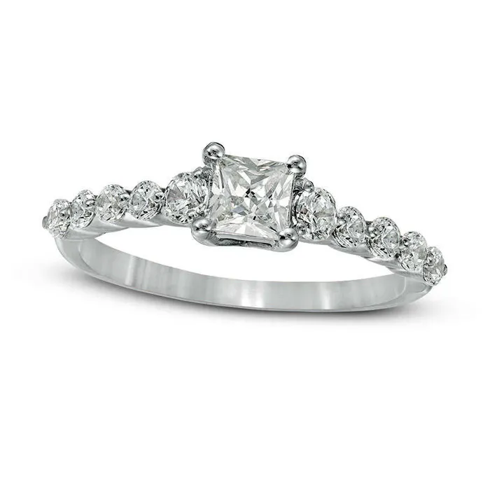 Rings Goldia 10 CT TW PrincessCut Natural Diamond Three Stone Engagement Ring in Solid 10K White Gold Rings Goldia 10 CT TW PrincessCut Natural Diamond Three Stone Engagement Ring in Solid 10K White Gold