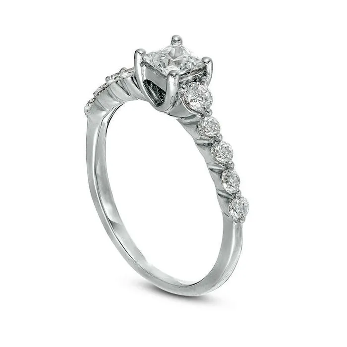 Rings Goldia 10 CT TW PrincessCut Natural Diamond Three Stone Engagement Ring in Solid 10K White Gold Rings Goldia 10 CT TW PrincessCut Natural Diamond Three Stone Engagement Ring in Solid 10K White Gold