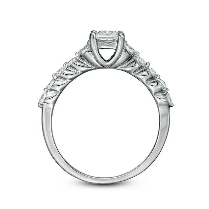 Rings Goldia 10 CT TW PrincessCut Natural Diamond Three Stone Engagement Ring in Solid 10K White Gold Rings Goldia 10 CT TW PrincessCut Natural Diamond Three Stone Engagement Ring in Solid 10K White Gold