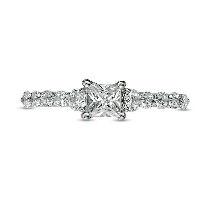 Rings Goldia 10 CT TW PrincessCut Natural Diamond Three Stone Engagement Ring in Solid 10K White Gold Rings Goldia 10 CT TW PrincessCut Natural Diamond Three Stone Engagement Ring in Solid 10K White Gold
