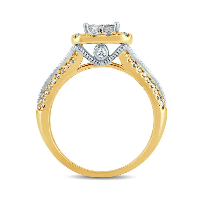Rings Goldia 133 CT TW Quad PrincessCut Natural Diamond Frame Antique VintageStyle Engagement Ring in Solid 14K Gold