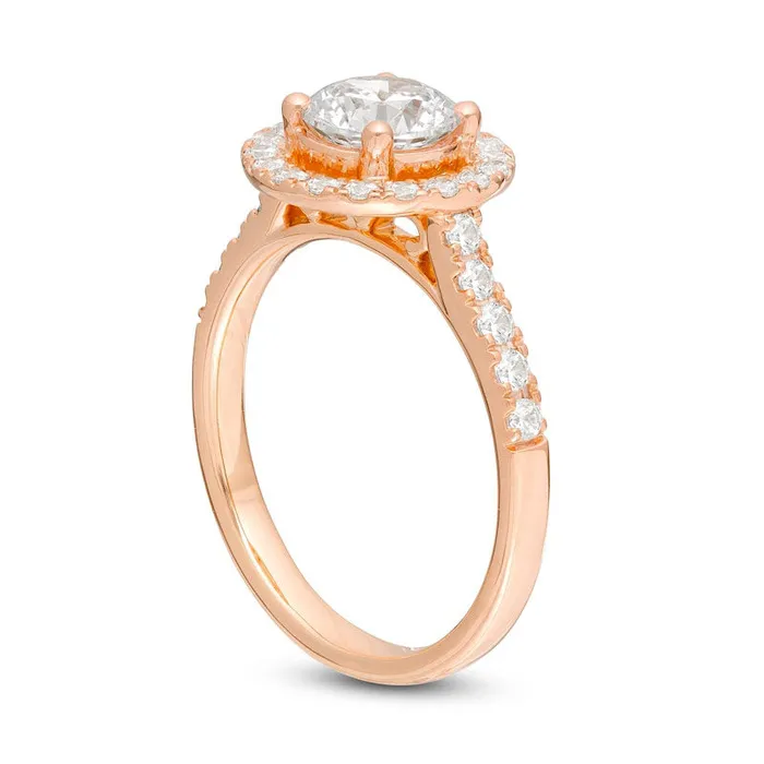 Rings Goldia 15 CT TW Natural Diamond Frame Engagement Ring in Solid 14K Rose Gold Rings Goldia 15 CT TW Natural Diamond Frame Engagement Ring in Solid 14K Rose Gold