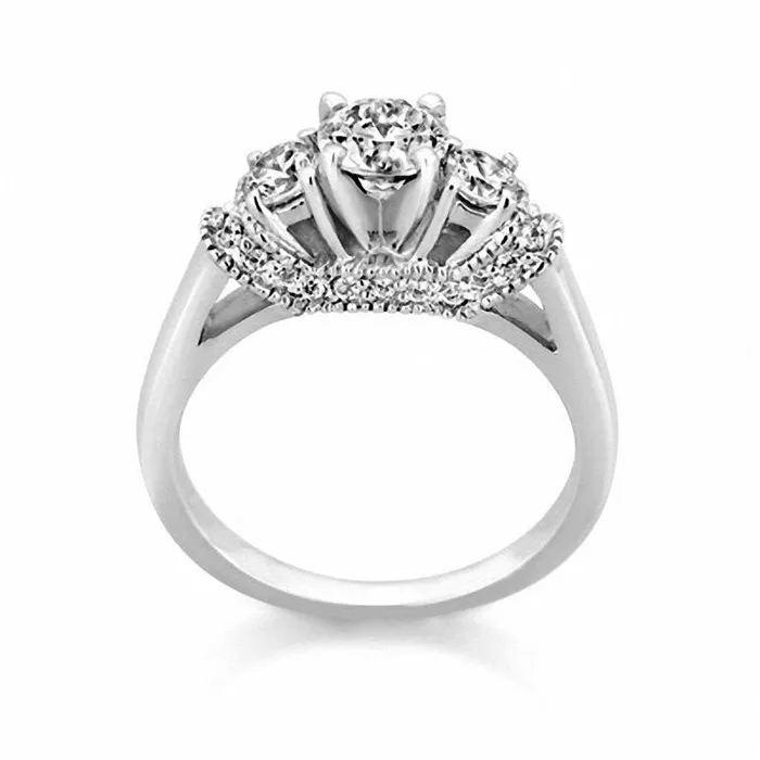 Rings Goldia 150 CT TW Certified Natural Diamond Three Stone Engagement Ring in Solid 14K White Gold ISI2