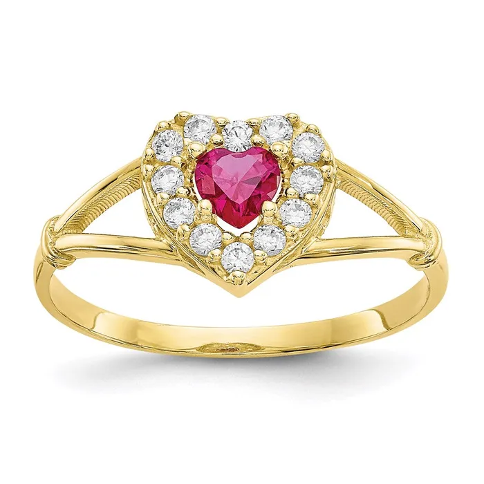 Rings Goldia 10K Yellow Gold Red and White CZ Heart Ring