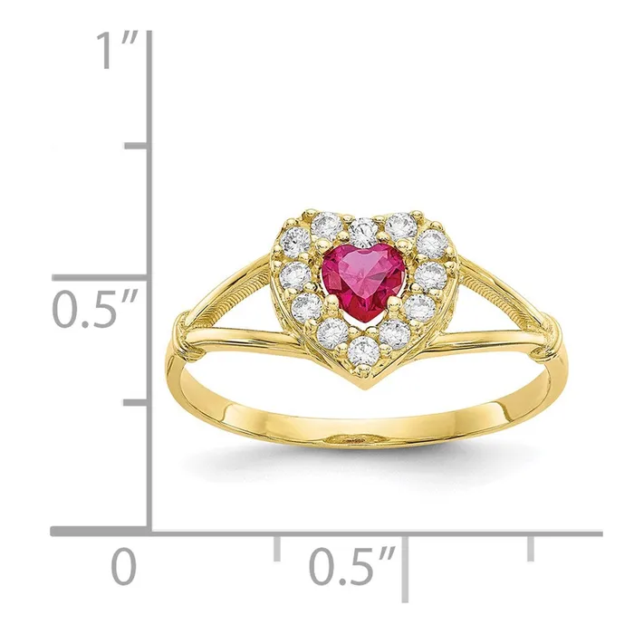 Rings Goldia 10K Yellow Gold Red and White CZ Heart Ring