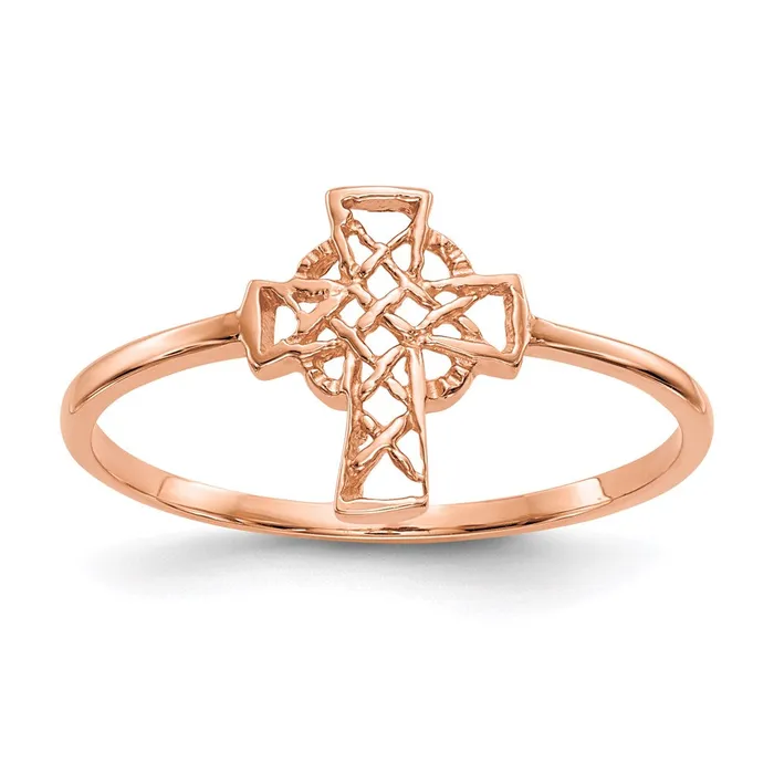 Rings Goldia 14k Rose Gold Polished Celtic Cross Ring